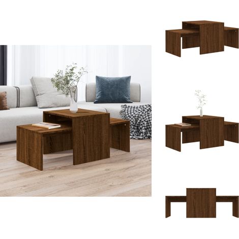 Couchtisch-Set Braun Eichen-Optik 100x48x40 cm Holzwerkstoff - Couchtisch - Set - Wohnzimmereinrichtung - Holzwerkstoff - Eiche Optik (1/5)
