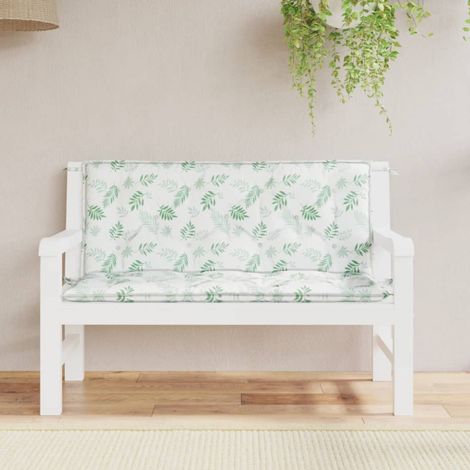 Cojines banco jardín 2 uds tela estampado de hojas 120x50x7 cm vidaXL
