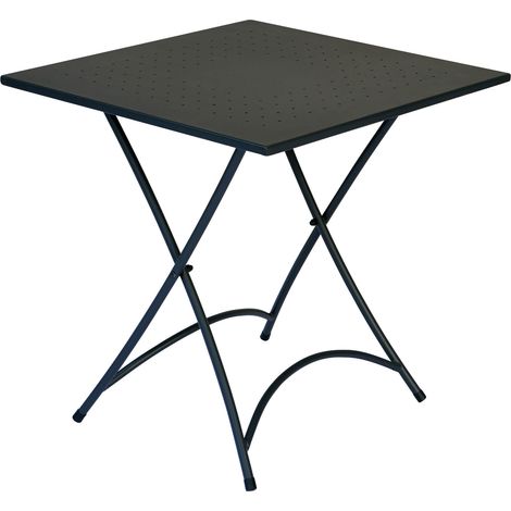 Tavolino Quadrato Pieghevole 70x70 cm in Ferro Vorghini Stresa Nero (1/4)