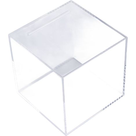 Spardose in Würfelform aus Acryl, transparent, 12 cm: Münzbox, transparente Farbe, Abmessungen 12 x 12 x 12 cm, ca. 311 g (1/3)