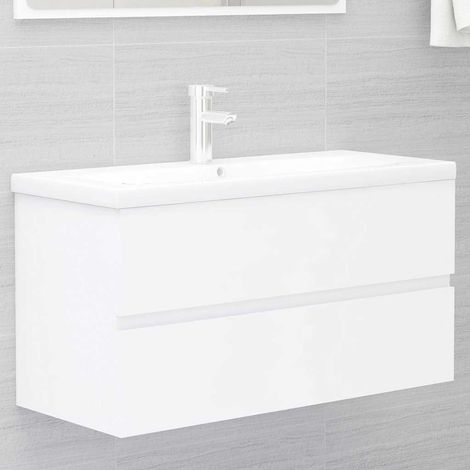 vidaXL Mobile Lavabo Bianco 90x38,5x45 cm in Legno Multistrato