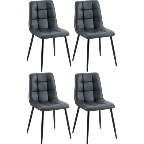 Set di 4 sedie da pranzo Antibes in similpelle nero
