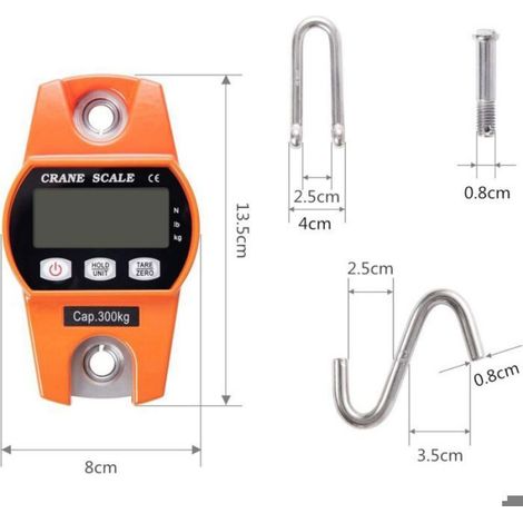 Peson électronique 300kg–Balance crochet suspendu avec écran LCD rétroéclairé–Précision OIML III–Utilisation industrielle-600lbs (1/4)
