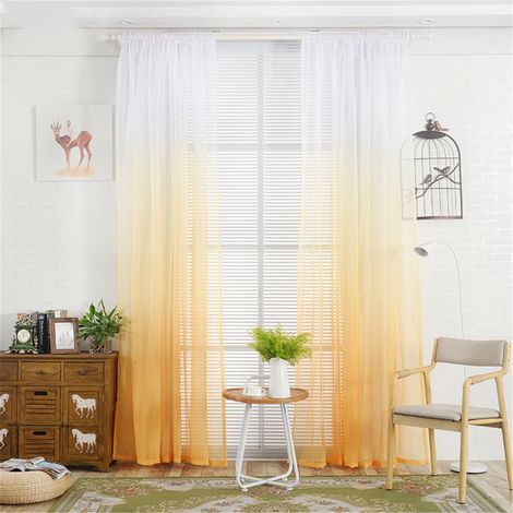 Rideau Transparent En Tulle - Rideau De Porte Avec Dégradé De Couleur - Pour Fenêtre Ou Porte Intérieure - 200 cm x 100 cm - 1 Pièce (1/3)