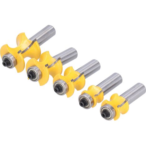 5 fraises de 12 mm à queue en carbure pour l'arrondi et le fraisage des bords, idéales pour les projets de bricolage dans le secteur du bois. (1/5)