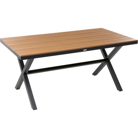 Mesa de jardín metal aluminio 6 plazas resistente a la intemperie patio exterior negro Tiano (1/5)