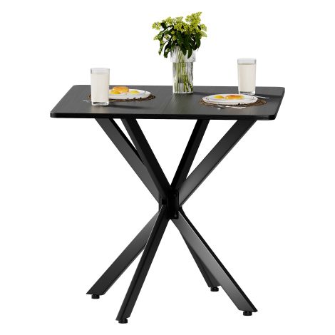 Table à manger ronde de style industriel avec piètement en X noir – Table de cuisine / Bureau