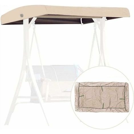 Beige Toile de Rechange pour Balancelle, Housse de Rechange 3 Places, Toit Balancelle de Jardin, Impermeable Couverture Auvent pour Jardins Battants et Terrasses (1/5)