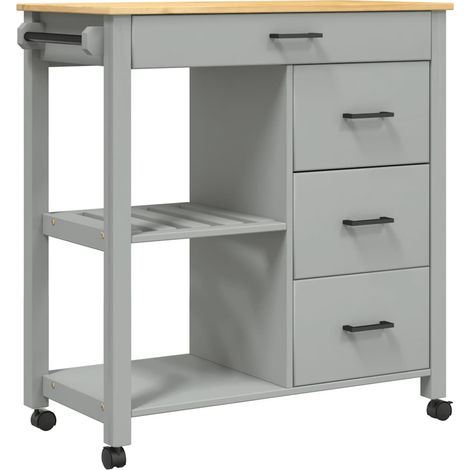 Chariot de cuisine,Chariot de Service,Desserte Cuisine MONZA 84x40x90 cm bois massif de pin CFW86502 (1/5)