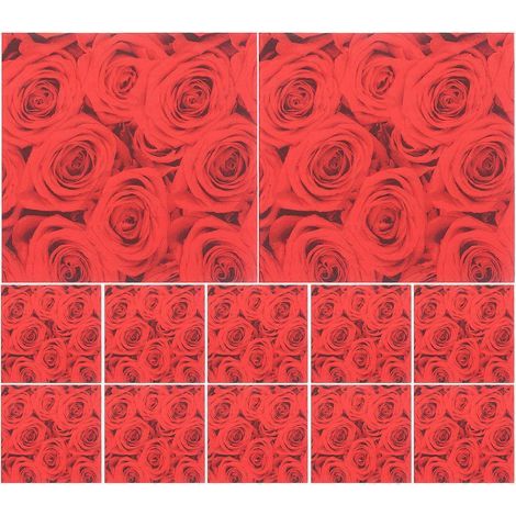 20 Blatt Einweg-Papierservietten mit rotem Rosenmuster (33 x 33 cm) für den Valentinstag – 3333CM – Rot (1/4)