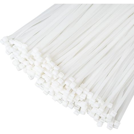 Mehrzweck-Kabelbinder, Nylon-Kabelbinder, selbstsichernde Kabelbinder, weiß, 300 x 3,6 mm (100 Stück) (1/4)