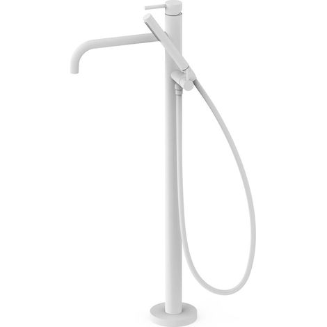TRES 26247005BM STUDY Grifo Monomando a Suelo Bañera y Ducha Color Blanco Mate - ref: 26247005BM