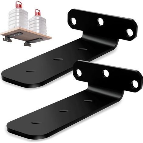 Equerre Etagere Murale 15 cm, 2 Pièces Equerre Charge Lourde Noir Équerre Étagère Invisible avec Vis Équerre Industrielle Etagere Murale Fixation pour Salon Chambre Cuisine (1/5)