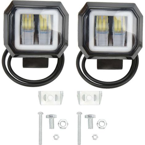 Barre lumineuse carrée à LED 20 W 6500 K avec projecteur, feux de jour, phares antibrouillard latéraux et feux de position pour camions. (1/4)