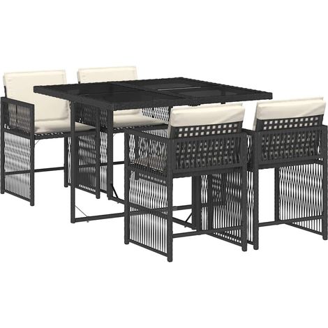 Maison Exclusive - 5-tlg. Garten-Essgruppe mit Kissen Schwarz Pol