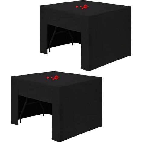 Lot de 2 nappes noires, carrées, polyester, dos ouvert, lavables