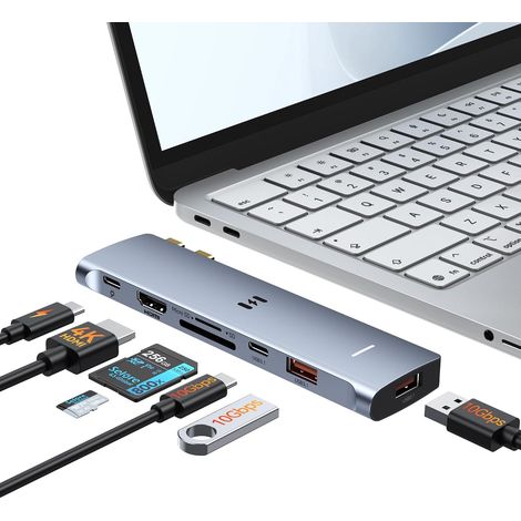 Hub USB C 7 en 2 avec HDMI 4K@60Hz pour Mac Pro/Air/Neo (1/5)