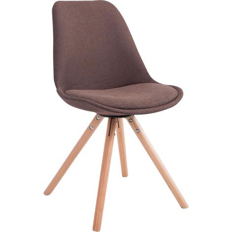 Chaise de salle à manger design scandinave en tissu marron et pieds en bois clair forme rond 100008308