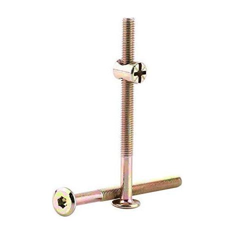 10 pcs M6 En Acier Au Carbone Hexagonale à Tête Creuse Vis à Métaux Boulons De Meubles Lit d'Enfant Avec Baril Écrous Goujon Connecteur Connecteur(90mm). (1/5)