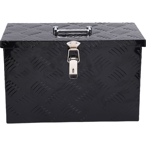 Coffre à outils pour plateau de camionnette, 16 pouces, capacité 20 L, alliage d'aluminium robuste, pliable, poignée supérieure, pour remorque ou pick-up. (1/5)