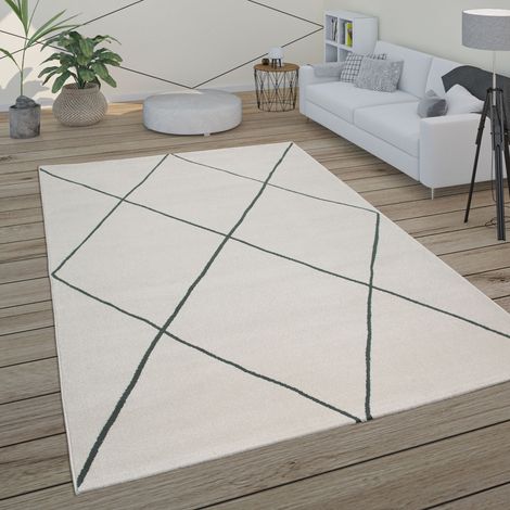 Paco Home Teppich Wohnzimmer Skandi Rauten Muster Modern Weiß Verschiedene Designs Größen 120x170 cm, Weiß 3
