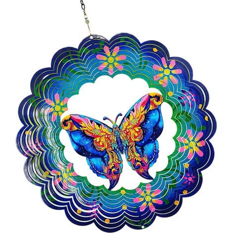 Campanillas de viento giratorias dinámicas de hierro, adorno de mariposa