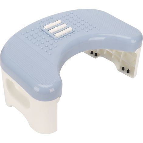 Tabouret de toilette pliable en forme de U, antidérapant, portable et facile à ranger, bleu. (1/5)