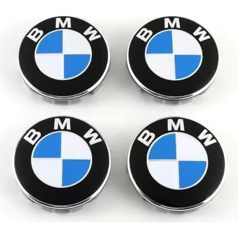 Passend für BMW-Radnabenlogo – 68 mm – 4er-Set, passend für Pkw, schwarz, weiß, blau, silber