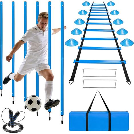 Complete Football Training Kit with Skipping Rope, Exercise Mat, Rhythm Scale, Agile Training Stick for Agility and Speed (1/5)