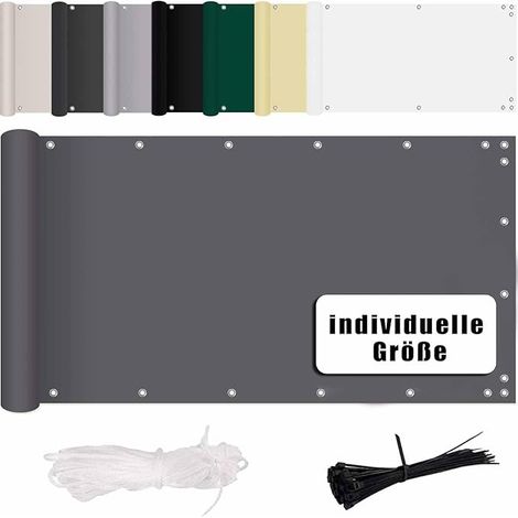 Brise Vue Balcon 80x300cm 160g/㎡ Aucun perçage Blocage des UV Protection de la Vie privée et sécurité des balustrades de Balcon Gris Foncé (1/5)