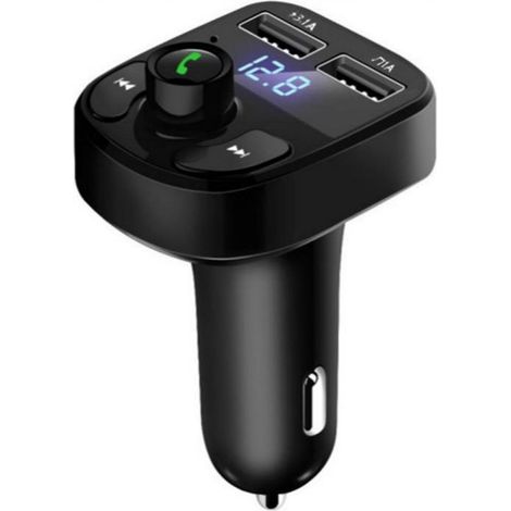 Transmetteur Fm - Adaptateur Bluetooth Pour Voiture - Lecteur Audio Sans Fil Avec Réduction De Bruit Cvc - Chargeur Double Usb 3.1 A - Moniteur Led De Tension - Bluetooth 5.0 - Noir (1/5)