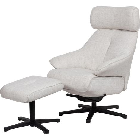 Amadeus - Fauteuil Oslo en tissu beige avec piètement étoile noir (1/2)