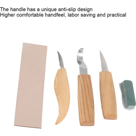 Ensemble de 5 couteaux à sculpter le bois, comprenant des couteaux courbes et droits, des gants résistants aux coupures, pour sculpter des cuillères en bois et réaliser des motifs à la main. (1/5)
