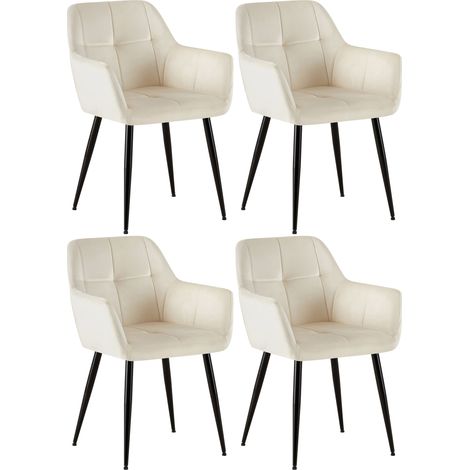 Set 4 sedie da pranzo Emia in velluto crema Velluto (1/5)