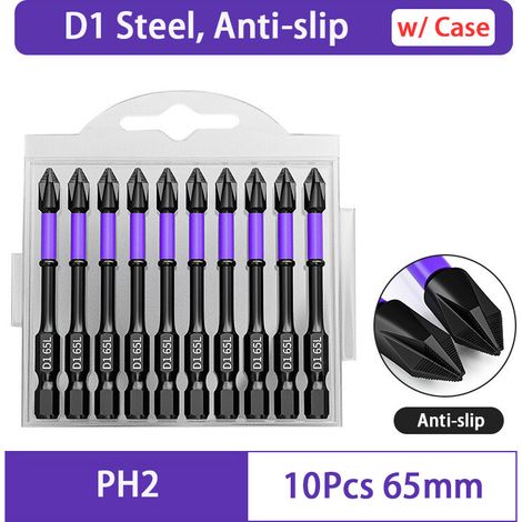 Jeu d'embouts PH2 antidérapants améliorés pour visseuse à percussion, embout de perçage magnétique Phillips-AquaForge (1/5)
