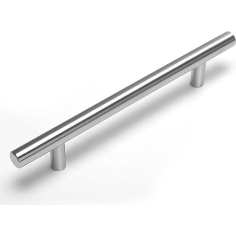 Lot de 10 poignées de meuble en acier inoxydable – Finition nickel brossé – Entraxe 64 mm – Design en T moderne pour armoires et tiroirs
