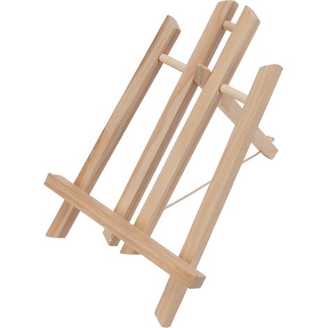 Petit chevalet 30 cm / 11,8 po, en pin couleur bois, avec vis intégrées, support trapézoïdal pour l'affichage de panneaux. (1/5)