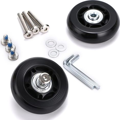 Roulettes De Valise - 70 mm x 24 mm - Roulement Central 6 mm - Pour Bagages Et Equipements Mobiles - Lot De 2