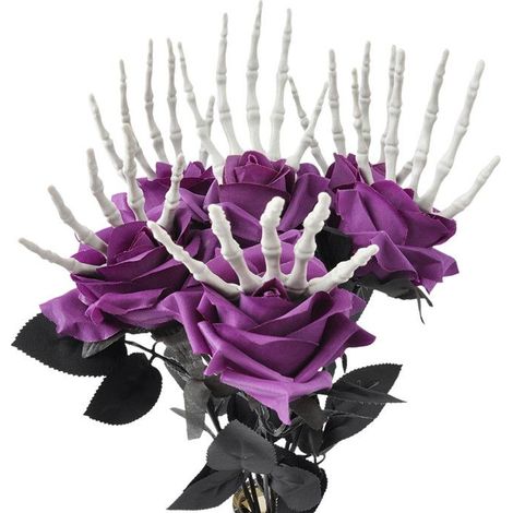 Roses en forme de main de squelette pour Halloween,accessoires de décoration d'horreur,ornements en forme de main-Violet-5 bifurquer (1/5)