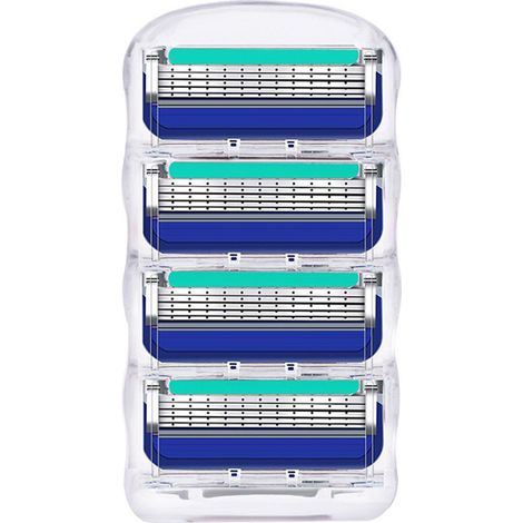 rasoir electriques hommes-Rasoir à 5 lames – Compatible avec support bleu (4 rechanges) – Pour hommes et voyages