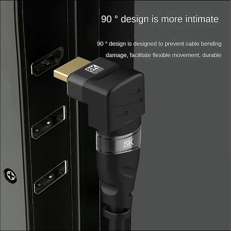 Adaptateur coudé compatible 8K - Connecteur coudé mâle-femelle compatible - Connecteur d'extension haute définition (1/5)