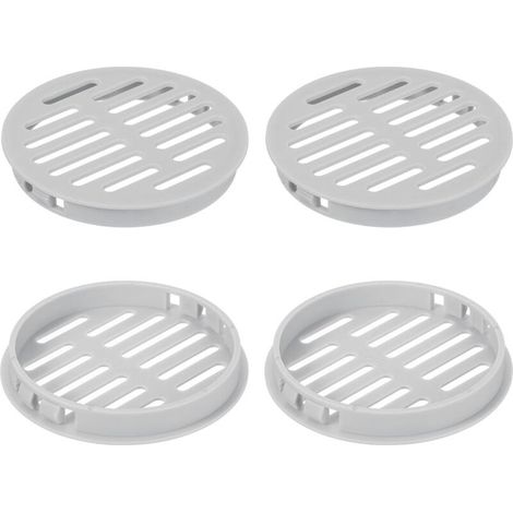 4Pcs Grille de Ventilation Ronde en Plastique, Diamètre Encastrement 80mm Hauteur 11.3mm Grille d'aération, Bouches d'aération pour Armoire Plafond Mur Fenêtre, Gris Clair (1/4)
