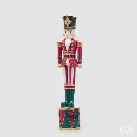 EDG Enzo De Gasperi Soldatino Schiaccianoci di Natale Bianco e Rosso H92 Ø20 cm – Decorazione Natalizia (1/4)