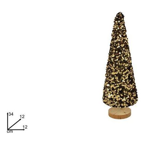 ALBERO 34CM NERO ORO C/PAILLETTE