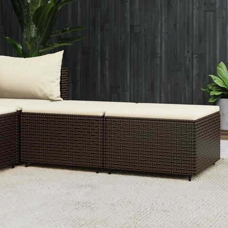 Lot de 2 Repose-pieds et coussins de jardin/Tabouret Bas Terrasse marron résine tressée -BV26216 (1/5)