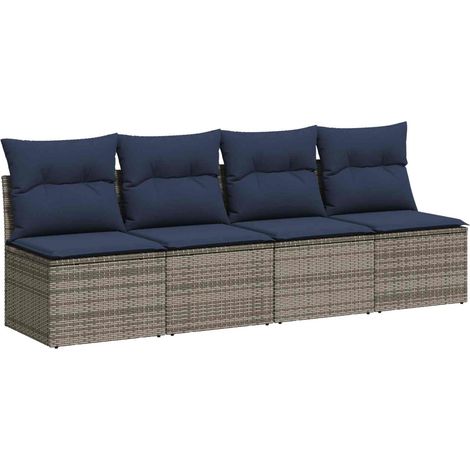 Maison Exclusive - Divano da Giardino con Cuscini 4 Posti Grigio in Polyrattan (1/5)