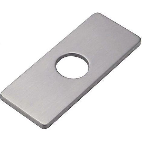 Bride de robinet de salle de bain rectangulaire de 1 pouce avec trou de 4 pouces en acier inoxydable - Plaque de remplacement à 3 trous (gris, Trefil) (1/5)