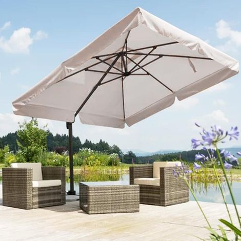 Ombrellone Giardino Decentrato Roma Flap 3x4 Alluminio Inclinabile Girevole Ecru (1/5)