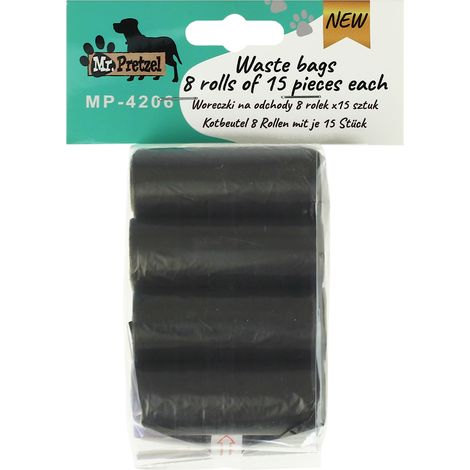 Sacchetti resistenti per escrementi di cane, 8 x 15 pezzi Mr. Pretzel