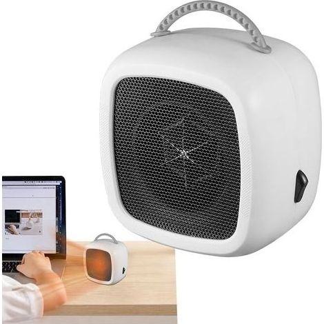 Mini radiateur électrique portable 600W silencieux, 2 modes, poignée. Chauffage rapide bureau chambre cuisine, blanc (1/5)